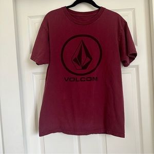 Men’s Maroon Burgundy Red Volcom Logo Short Sleeve T-Shirt‎ Size Medium
